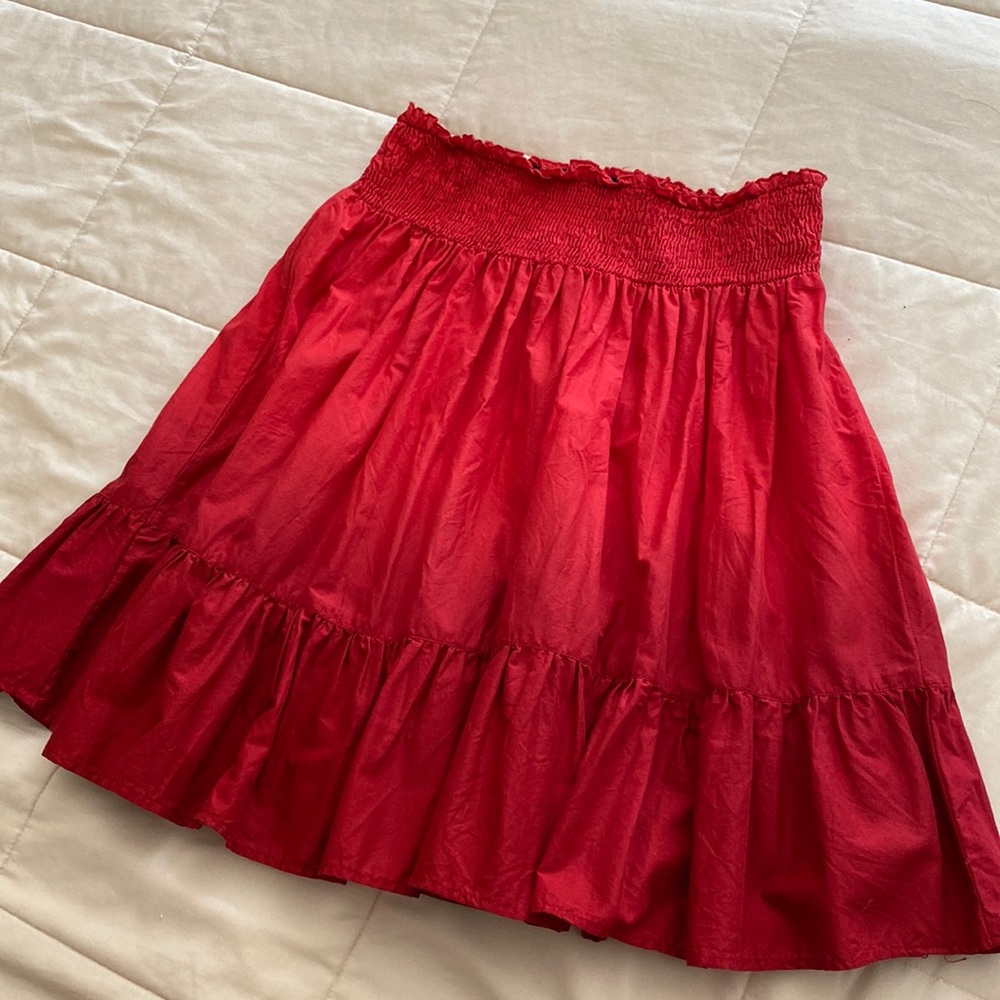Red ruffle skirt